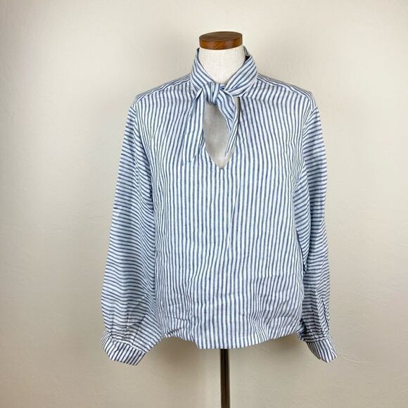 Frame Handkerchief Striped Linen Top - Picture 2 of 7